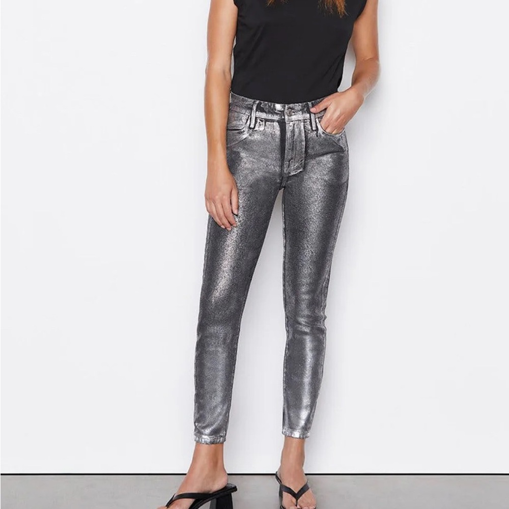 FRAME - LE HIGH SKINNY CROP CHROME NOIR Size 25